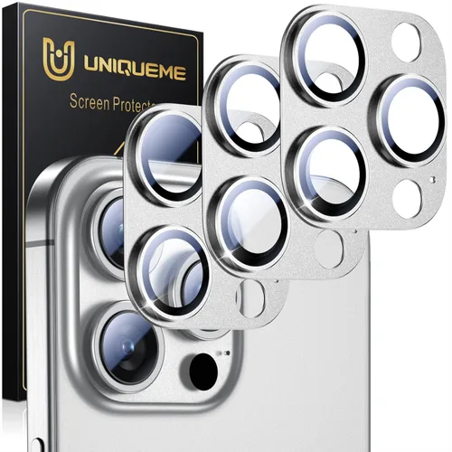 Vista 66 de UniqueMe para Paquete de 3 Protectores de Lente de Cámara para iPhone 15 Pro/iPhone 15 Pro Max, [Protección contra Caídas] [Compatible con Fundas]
