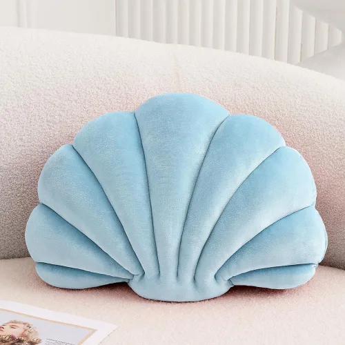 Vista 11 de XIAIJIA Seashell - Almohada decorativa con forma de concha marina, almohada de lanzar con forma de concha, almohada de playa con inserto 3D