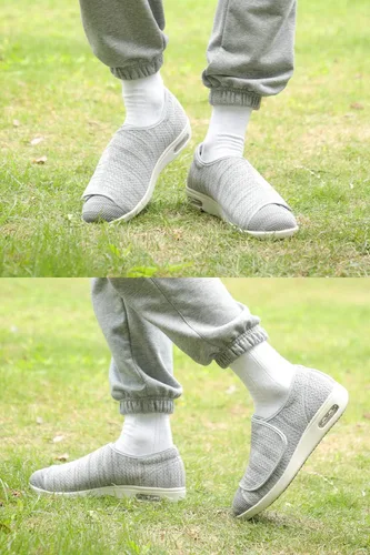 Vista 7 de Zapatos para diabéticos para mujer, zapatos casuales ajustables para caminar, zapatos anchos para ancianos, pies hinchados, antideslizantes