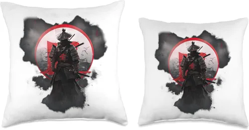 Vista 3 de Samurai Spirit - Zen Krieger aus Japan Samurai of Honor: Japanese Harmony and Warrior Spirit Throw Pillow, 16x16, Multicolor