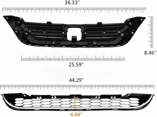 Vista 3 de Rejilla de parachoques compatible con Honda CRV CR-V 2010 2011 negro cromado parachoques delantero inferior + rejilla superior