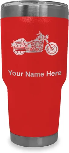 Vista 18 de LaserGram Vaso personalizado de 20 onzas, motocicleta (negro) Regalo grabado para motociclistas, acero inoxidable aislado al vacío, grabado