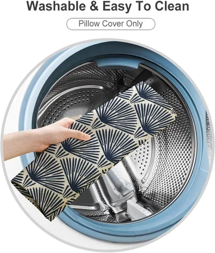 Vista 3 de POMOTER Funda de cojín cuadrada con patrón geométrico de Art Deco clásico para el hogar, funda decorativa para almohada de estilo farmhouse