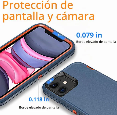 Vista 5 de YmhxcY Funda para iPhone 11 a prueba de golpes, a prueba de caídas, a prueba de polvo, a prueba de caídas, 3 capas, duradera, funda de teléfono