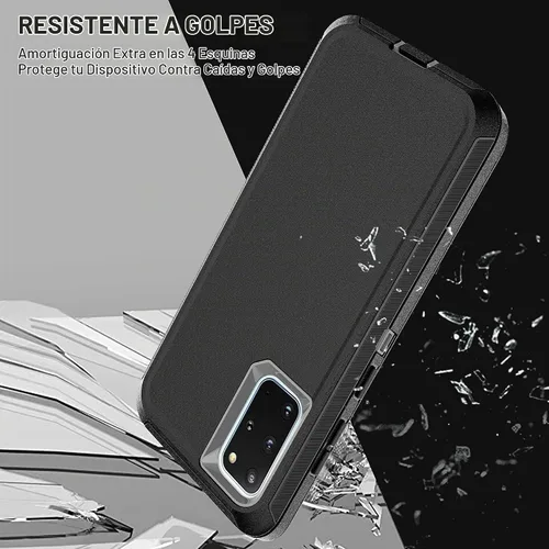 Vista 6 de Funda S20 Plus con 2 protectores de pantalla de TPU, 3 en 1, a prueba de golpes, resistente para Galaxy S20 Plus (negro/gris)