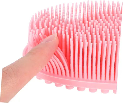 Vista 3 de KOMBIUDA 2 cepillos de baño de silicona suave exfoliante para el cuero cabelludo para niños y niñas y adultos, diseño suave de doble cara para un