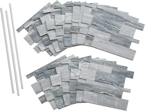 Vista 9 de Aspect Azulejos de Collage Autoadhesivos en Gris Subway (Kit de 15 Pies Cuadrados)