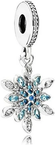 Vista 3 de Original 925 Sterling Silver Charm Glittering Crystal Snowflake Pendant Fit Pandora Women Bracelet Necklace DIY Jewelry - (Color 4)