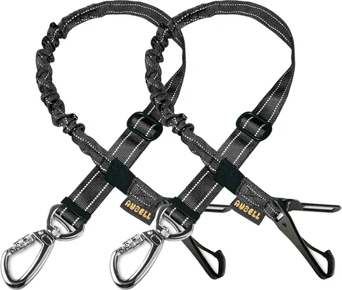 Vista 15 de AUBELL Cinturón de seguridad para perro, 3 en 1, ajustable, reflectante, resistente, arnés de perro con gancho de clip, cierre y hebilla, mosquetón