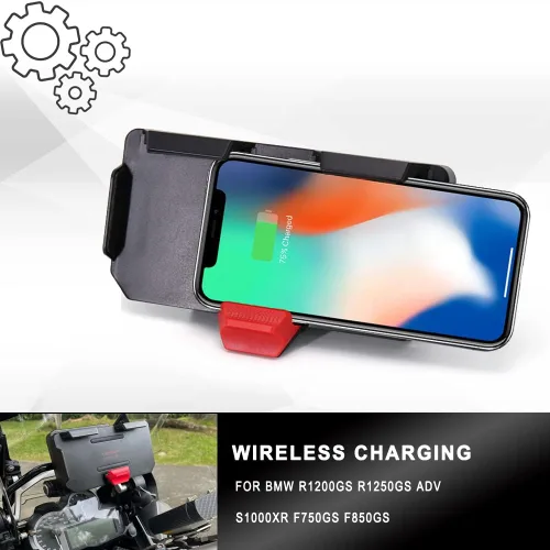 Vista 2 de Soporte de teléfono para motocicleta R1200GS, soporte para teléfono móvil con puertos de carga USB duales para R1200GS F800GS ADV F700GS R1250GS
