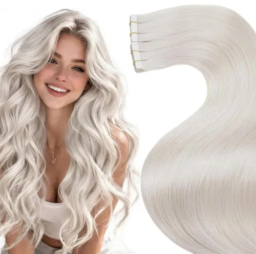 Vista 71 de LaaVoo Extensiones adhesivas de cabello humano real, color negro azabache, extensiones de cabello humano liso y sedoso, 10 pulgadas, 20