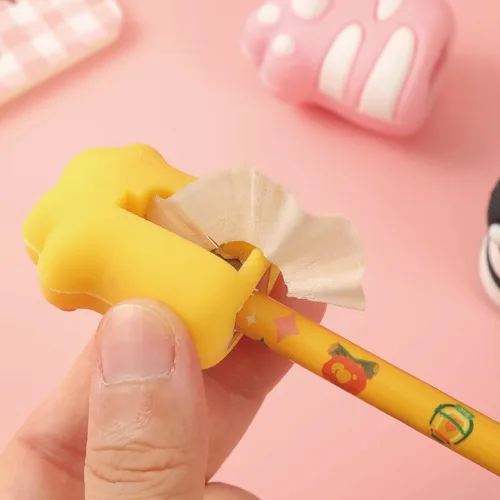 Vista 5 de 3 sacapuntas de dibujos animados con garra de gato, sacapuntas manuales pequeños, sacapuntas de PVC Kawaii, papelería, suministros de oficina