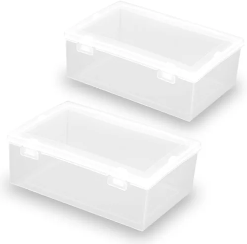 Vista 12 de Mini contenedores rectangulares transparentes de almacenamiento con tapa (4.53 x 2.95 x 3.39 pulgadas), caja rectangular para pastillas, joyas