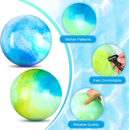 Vista 5 de Deekin 2 bolas hinchables de goma inflables grandes de 15 pulgadas para patio de recreo al aire libre (azul y verde)