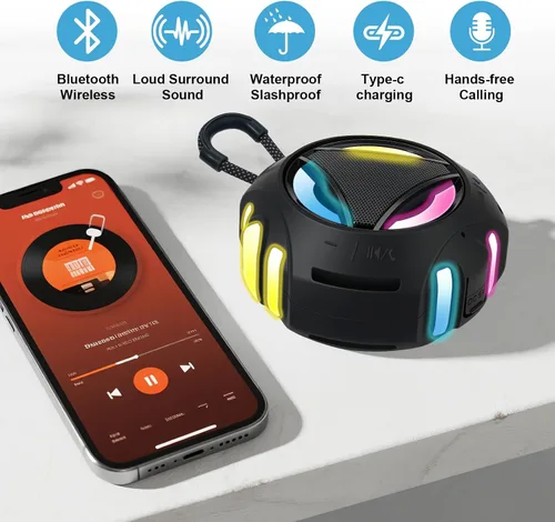 Vista 8 de Altavoz de ducha Bluetooth impermeable, altavoces Bluetooth portátiles inalámbricos, para exteriores, IPX7 flotante, micrófono integrado, tiempo