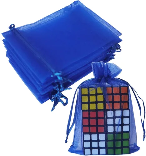 Vista 34 de Juego de 50 bolsas de organza de regalo con cordón azul aguamarina de 4 x 6 pulgadas para baby shower, Navidad, boda, recuerdos de fiesta, despedida