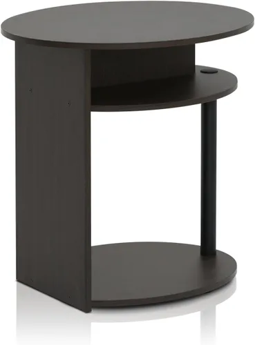 Vista 8 de Furinno JAYA Mesa auxiliar ovalada de diseño simple con contenedor, americano/cromo