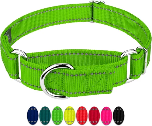 Vista 9 de Country Brook Petz - Vibrante selección de 8 colores - Collar de perro Martingala de nailon reflectante (pequeño, 3/4 pulgadas, negro)