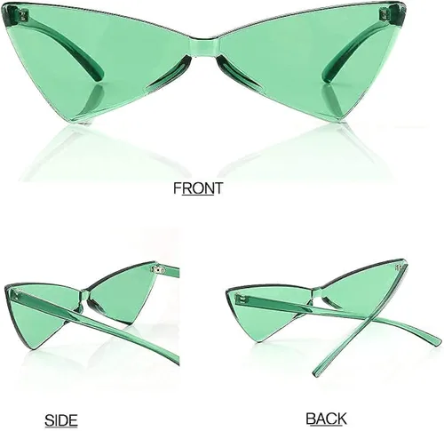 Vista 5 de OLINOWL Gafas de sol sin montura triangular una pieza gafas de sol transparentes de color para mujeres y hombres