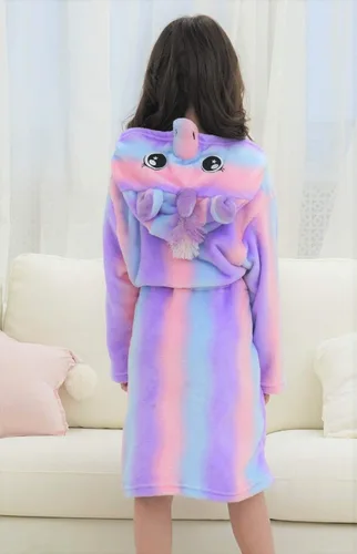 Vista 4 de Doctor Unicorn - Bata de baño suave con capucha de unicornio, ropa de dormir - Regalo de unicornio para niñas