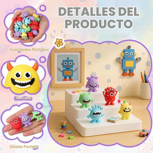 Vista 3 de Yinkin Mini figuras suaves de PVC Monster para fiesta, 50 piezas