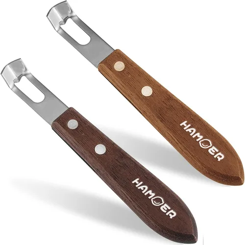 Vista 9 de Cuchillo de canal Zester - Herramienta de frutas y verduras para decorar cócteles, postres y ensaladas, mango de madera con punta de acero inoxidable