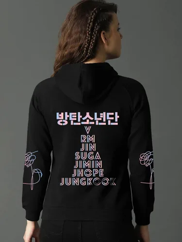 Vista 6 de Yuxrytue Sudadera con capucha para mujer y niña, Bangtan Boys K-POP de Jungkook Suga Jin V sin botones con cordón