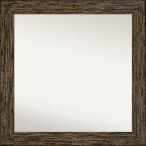 Vista 105 de Amanti Art Espejo personalizado, espejo de baño marrón Fencepost, espejo de pared o espejo de tocador de baño sobre el fregadero (27 x 27 pulgadas)