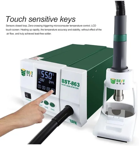 Vista 6 de BST-863 Estación de desoldadura profesional con control inteligente de pantalla táctil y pantalla LCD de temperatura constante - Perfecto