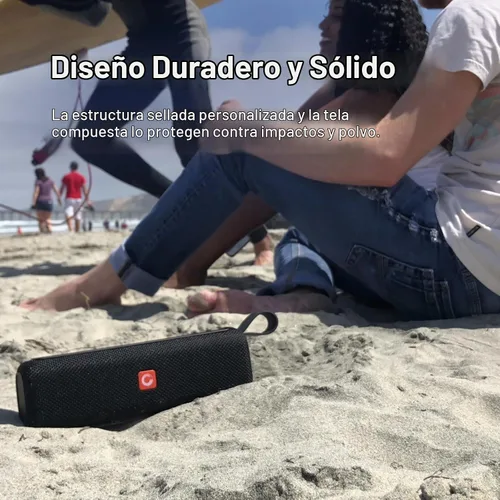 Vista 4 de DOSS E-gob II Altavoces Bluetooth portátiles con sonido superior y graves extra, IPX6 resistente al agua, micrófono integrado, controlador de 12 W