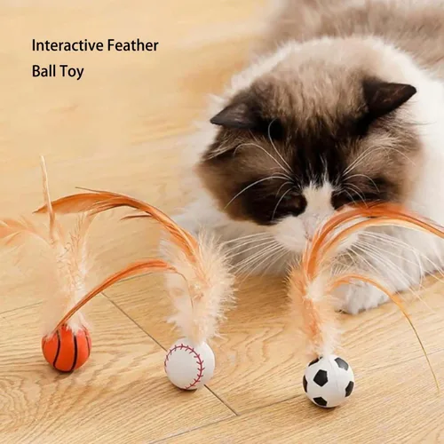 Vista 3 de Nuevo juego de juguetes interactivos de bolas de plumas para gatos 2025