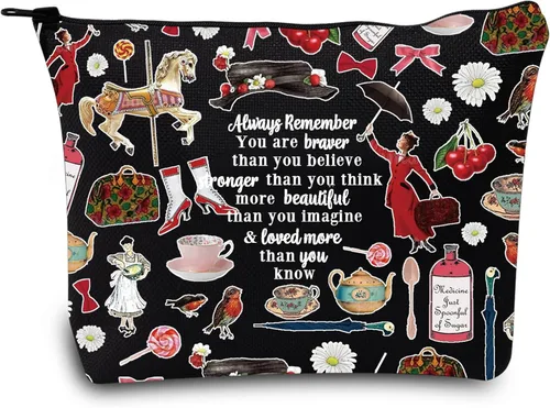 Vista 9 de LEVLO Bolsa de maquillaje para cosméticos de Mary Movie Mary Fans Gift You Are Braver Stronger Smarter Than You Think - Bolsa de maquillaje