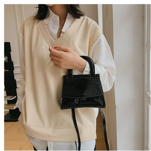 Vista 5 de Tngan Bolso de noche de la PU de las mujeres Bolso de cuero de charol Bolso de hombro del color del caramelo
