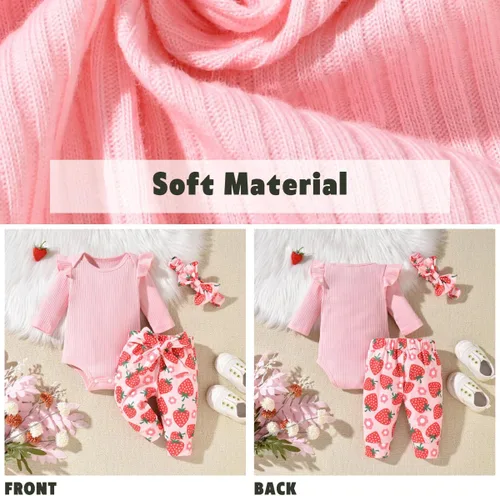 Vista 105 de Aalizzwell Conjunto de mameluco acanalado para bebé recién nacido prematuro para otoño e invierno