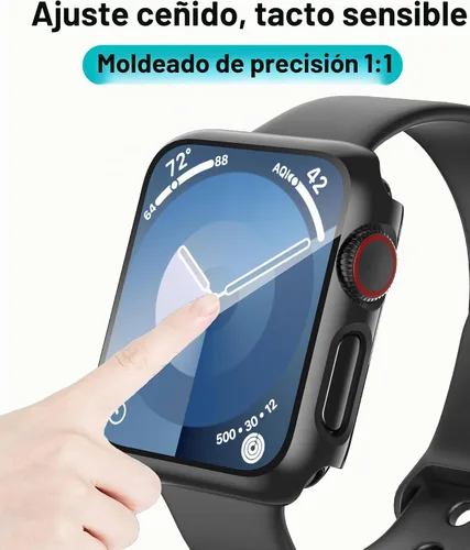 Vista 5 de Smiling Paquete de 2 fundas compatibles con Apple Watch Serie 3/Serie 2 de 1.49 pulgadas, protector de pantalla vidrio templado, carcasa rígida