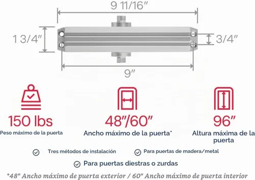 Vista 6 de Lawrence Lawrence LH5016 Aluminio - Cierrapuertas automático comercial de grado comercial medio/resistente, control de puerta de acción retardada