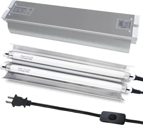 Vista 8 de Celiwace T5 - Kit combinado de lámpara de reptil de 16 vatios, luz UVB de 12 pulgadas, 2 x 8 vatios, lámpara de reptil T5 10.0 UVB, luz de reptil