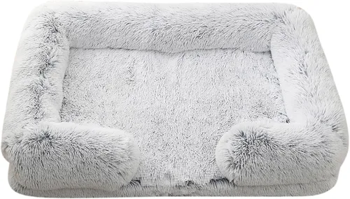 Vista 9 de Camas ortopédicas para perros de gran tamaño con forro impermeable y parte inferior antideslizante, cama rectangular lavable para perros y gatos
