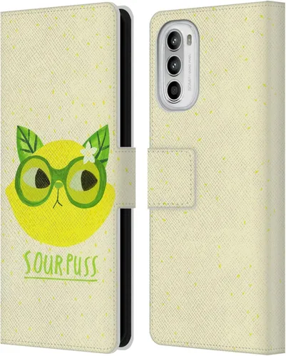 Vista 7 de Head Case Designs Officially Licensed Planet Cat Avocato Puns Leather Book Wallet Case Cover Compatible with Motorola Moto G52