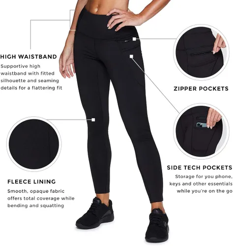 Vista 9 de RBX Active - Leggings de entrenamiento deportivo para mujer con forro polar longitud completa para correr yoga