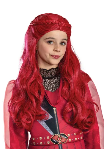 Vista 2 de Peluca Roja para Disfraz de Niña Descendants 5 de Disney Multicolor