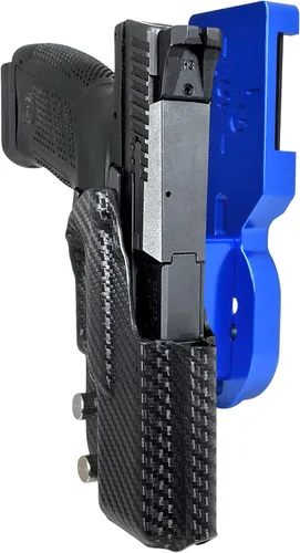Vista 10 de Black Scorpion Outdoor Gear Funda de competición profesional resistente OWB Kydex compatible con CZ P-10 C 3Gun IPSC USPSA aprobado negro / negro