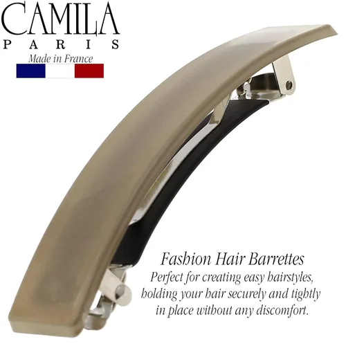 Vista 3 de Camila Paris CP3385 - Pinza de barrette de pelo francesa para niñas, cierre de metal gomizado beige, pinzas de pelo de agarre fuerte para mujeres