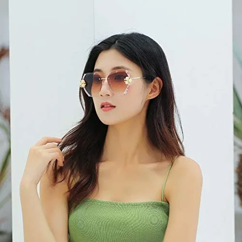 Vista 7 de Naimo Gafas de sol de lujo cristalinas cristalinas brillantes de la lente del corte ULTRAVIOLETA 400 de la protección