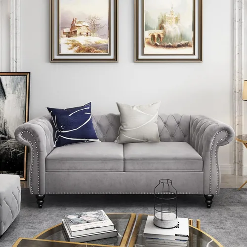 Vista 36 de AVZEAR Silla de Acento para Sala de Estar, Silla de Sofá Tapizada Silla de Sofá Individual con Respaldo Acolchado, Silla de Sofá Chesterfield