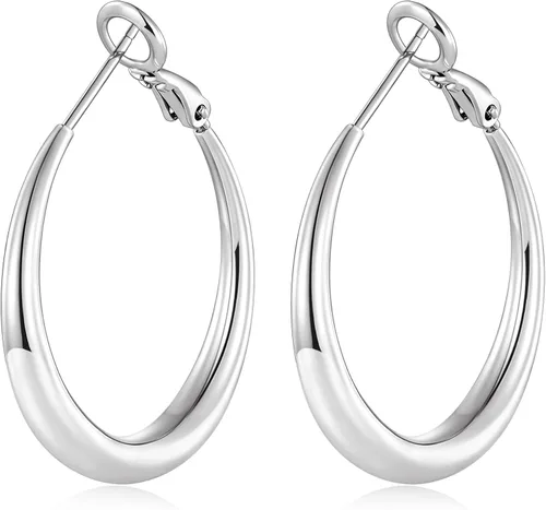 Vista 15 de Pendientes de aro de oro para mujer de moda con poste de plata de Dorado