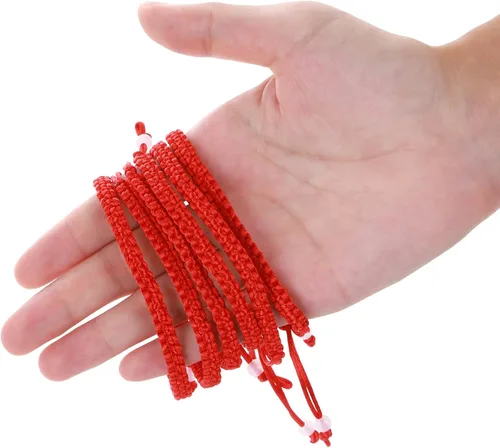 Vista 7 de Yolev 8 pulseras de cuerda roja de protección de cordón rojo, pulseras de amuleto hechas a mano, pulsera de amistad anudada Cabalá de la suerte