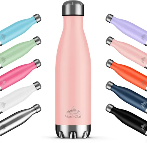Vista 16 de Mont-Clair H2O - Botella de agua de acero inoxidable aislada al vacío, sin BPA, botella de bebidas frías 12 horas y calientes las 24 horas, metal