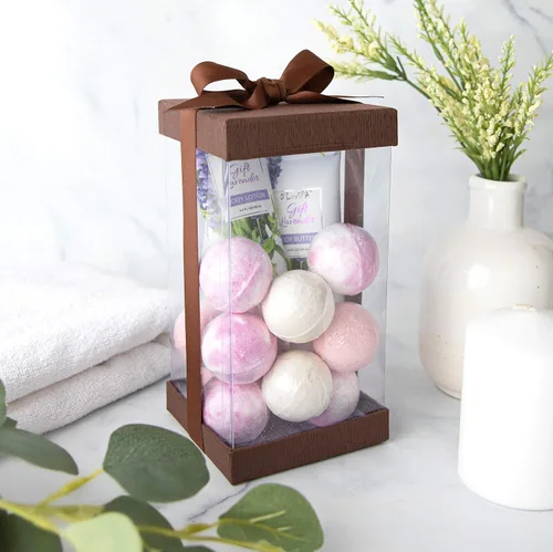 Vista 4 de Hammont Caja de regalo – Paquete de 6 cajas transparentes para regalos, pasteles, galletas y recuerdos de fiesta – Con base, tapa y cinta – Solución