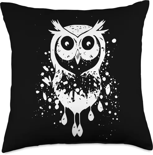 Vista 4 de Ink Dripping Owl Throw Pillow